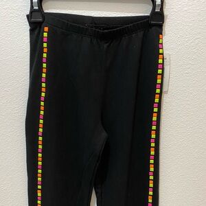 Poof! Girl Girls Black Leggings with Neon Square Embellishments- 6X
